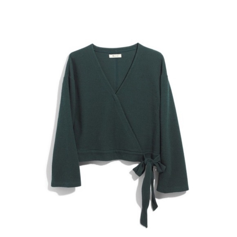 Madewell Green bell-sleeve wrap top